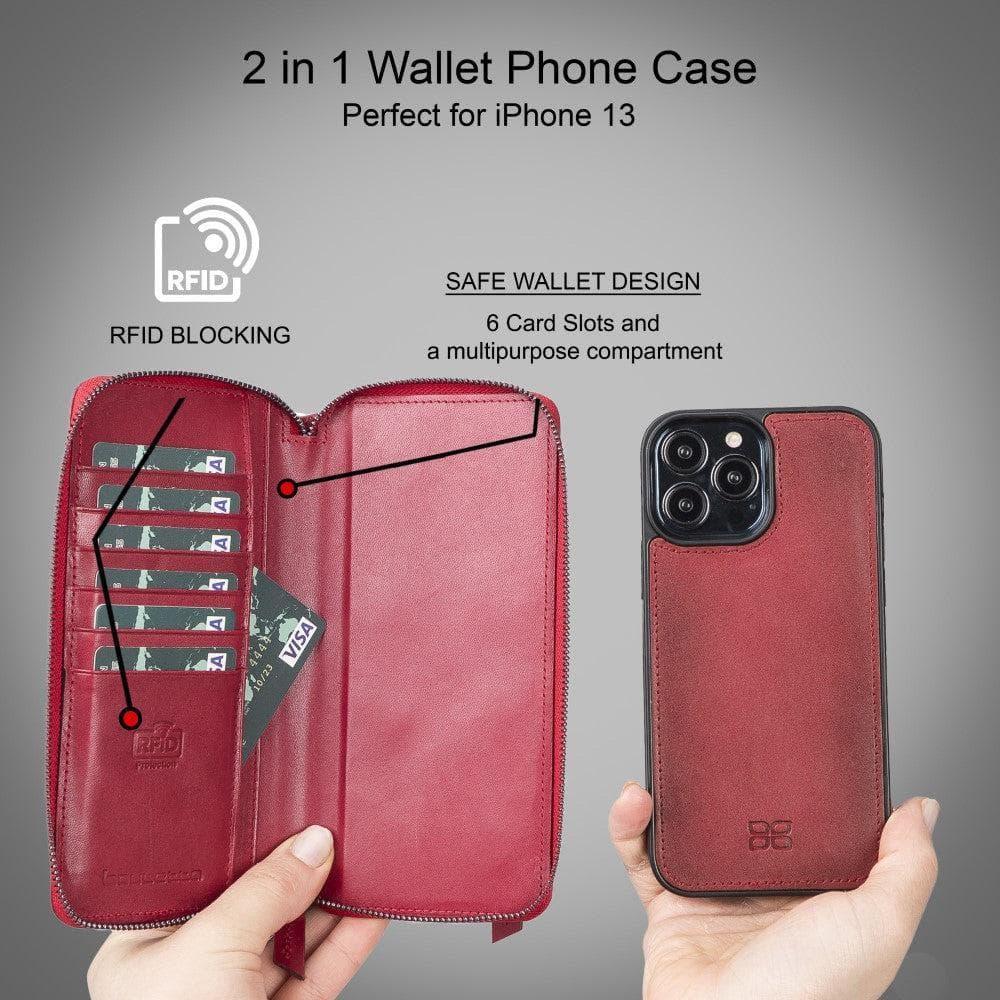 Detachable Leather Zipper Wallet Cases for Apple iPhone 13 Series - Snagva