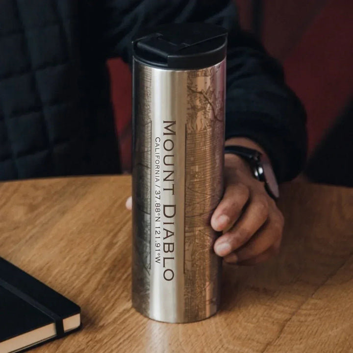 Mount Diablo - California Engraved Topographic Map Tumbler - Snagva
