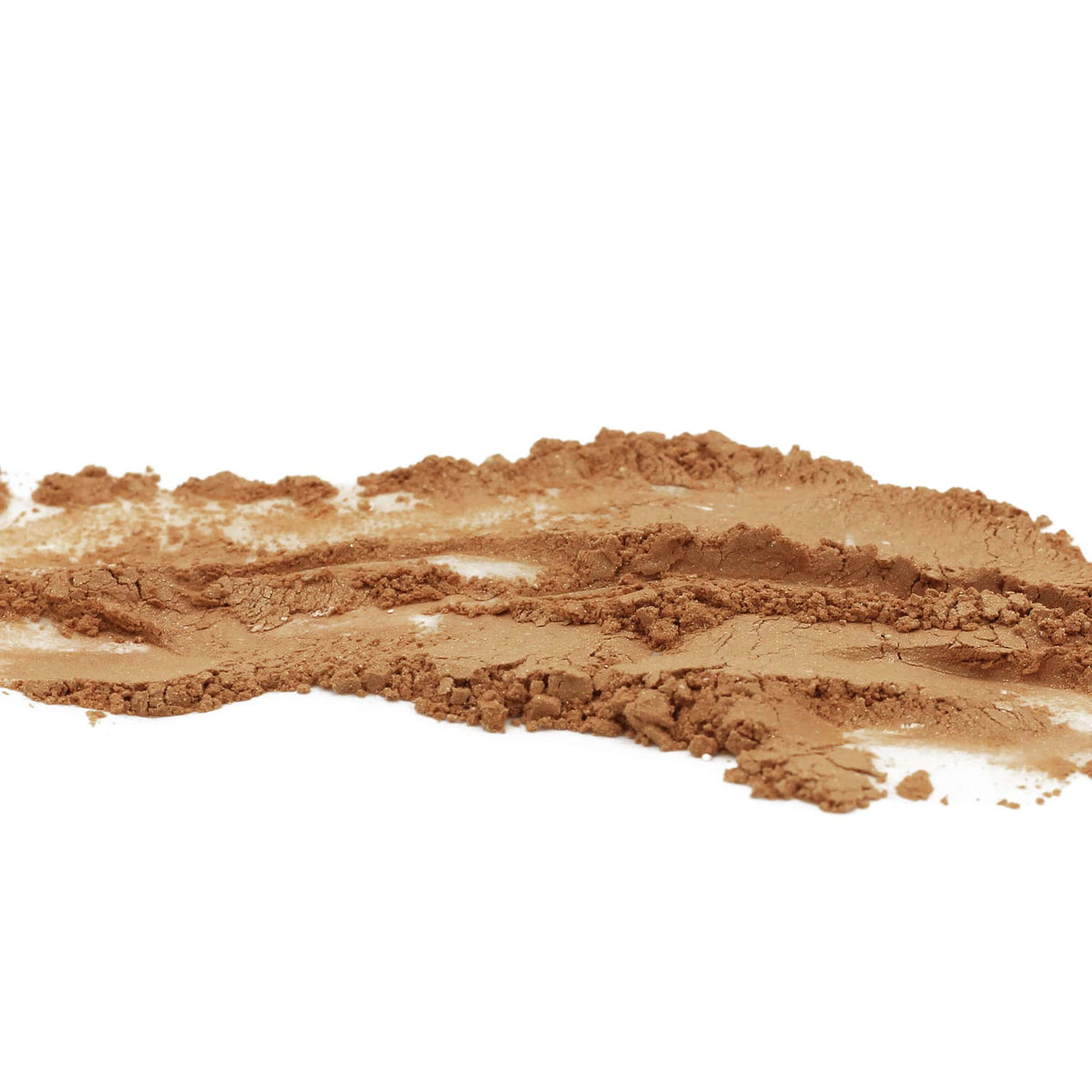 Gold highlighter powder swatch showing subtle natural shimmer