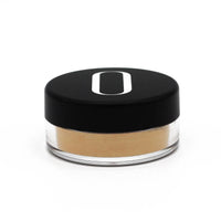 Gold highlighter powder texture with soft light reflections