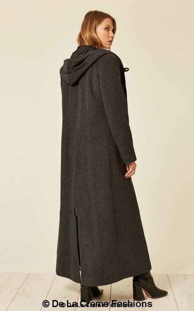 Oversized Wool Blend Hooded Long Coat (1716)
