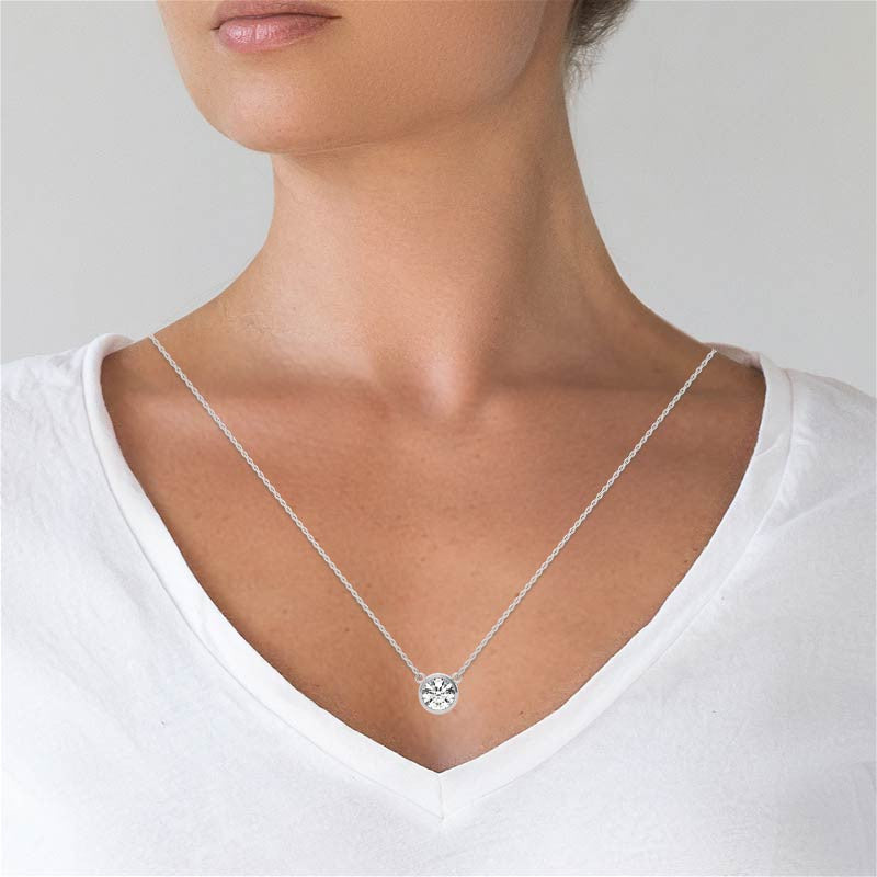 2.00 CTW AGI Certified Round Brilliant Lab Grown Diamond Bezel Pendant