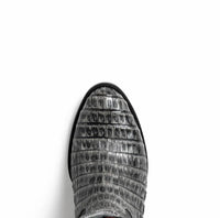 Front angle of Phoenix Stone Gray cowboy boot showcasing polished finish and Western design.