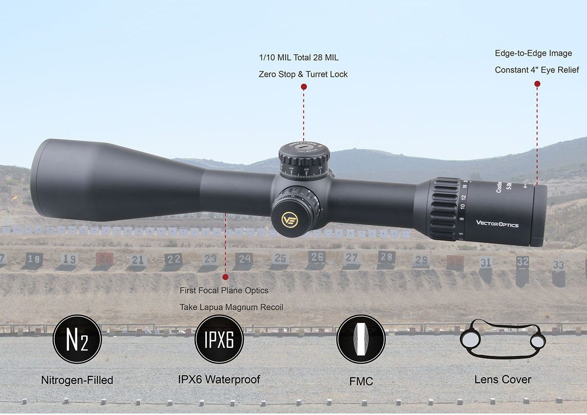 Vector Optics 34mm Continental 5-30x56 HD FFP Hunting Riflescopes 1/10