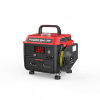Compact 1200W 2-stroke generator with black and yellow casing on white background