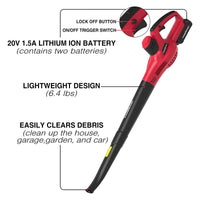Cordless leaf blower shown from side angle highlighting compact design and ergonomic handle.