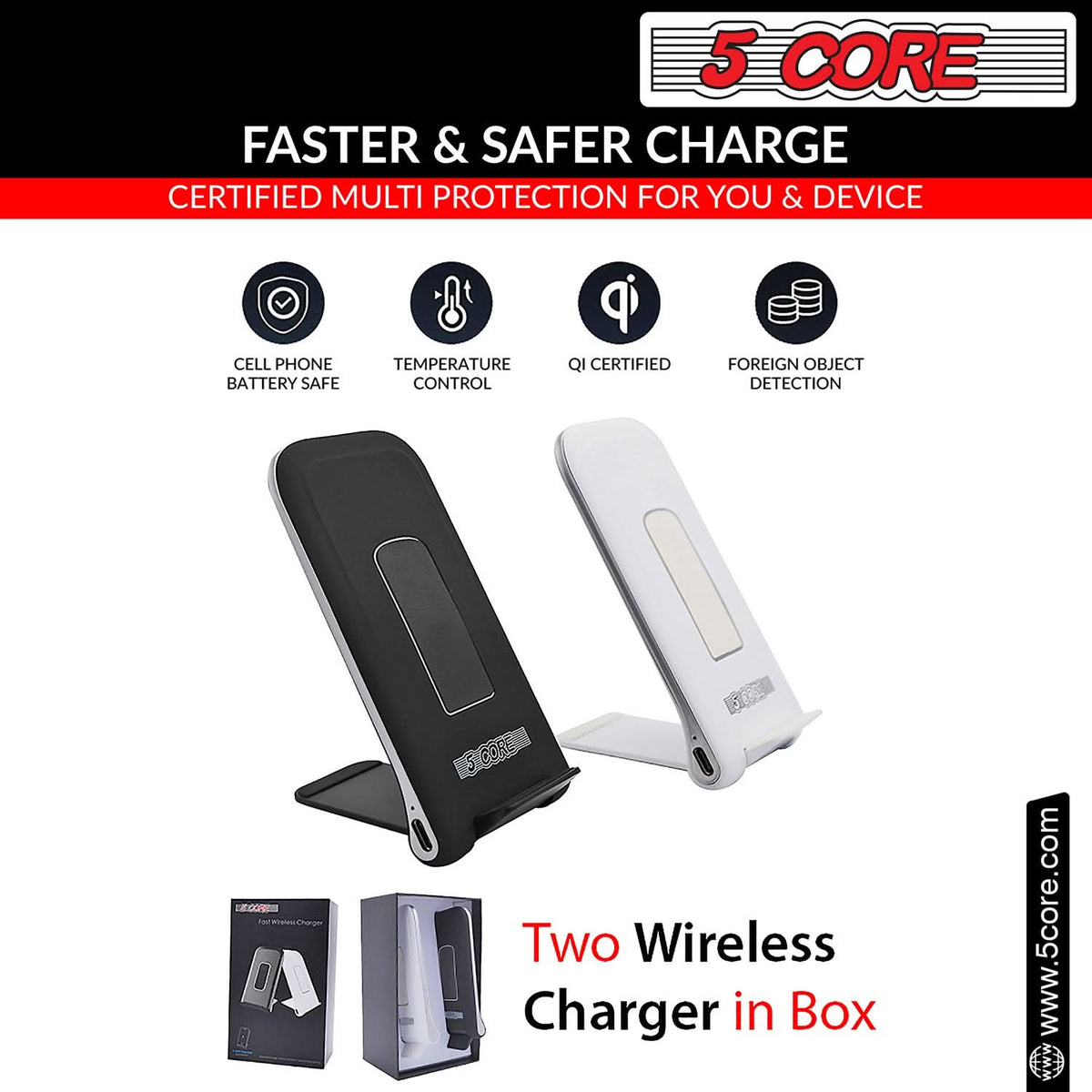 LED indicator on Qi Certified Wireless Charger glows softly, indicating charging status.