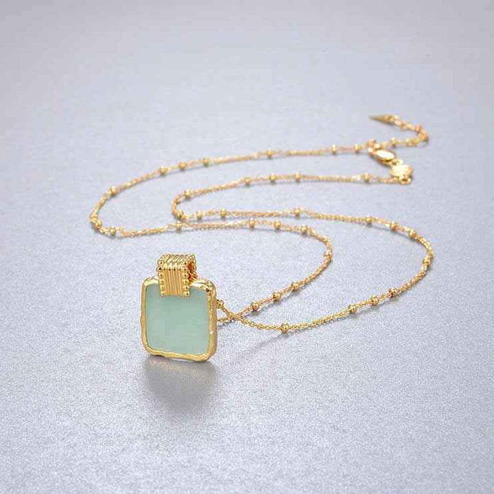 S925 silver pendant bead chain necklace with nature stone