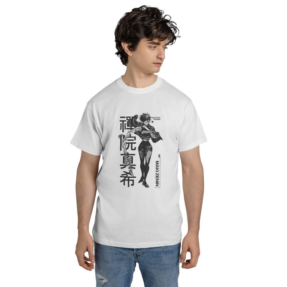 Maki Zenin Jujutsu Kaisen Anime — Bella+Canvas Tee · bella+canvas 3001 · white · front