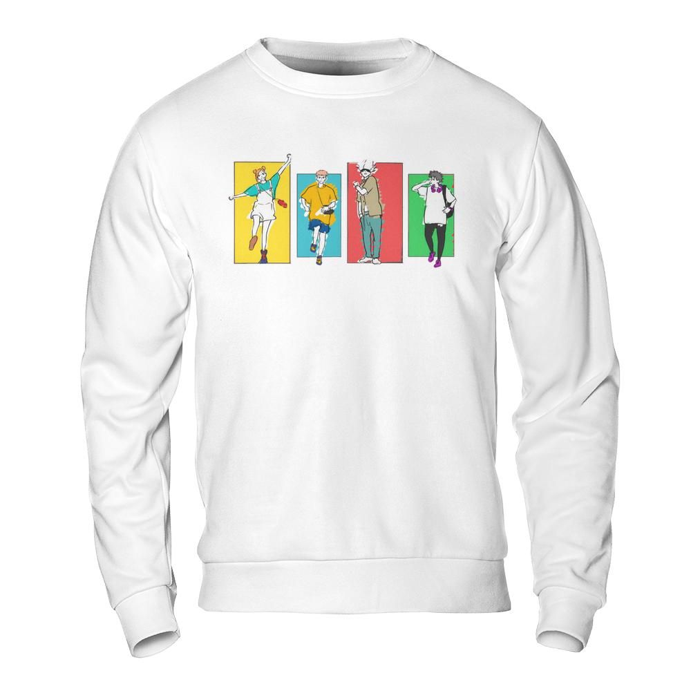 Artwork reference on a sample garment; selected model, color and print placement may differ · Jujutsu Kaisen Friends — Gildan Sweatshirt