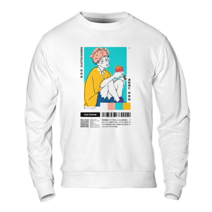 Yuji Itadori Jujutsu Kaisen — Gildan Sweatshirt · gildan 18000 · white · front