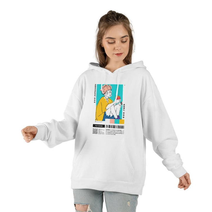 Yuji Itadori Jujutsu Kaisen — Gildan Hoodie · gildan 18500 · white · front