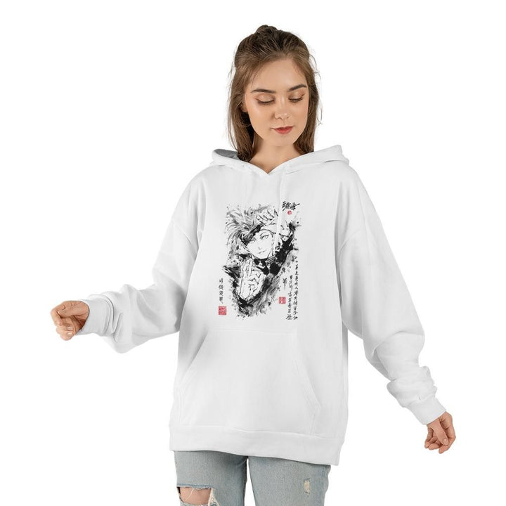 Gojo Anime Inkart — Gildan Hoodie · gildan 18500 · white · front