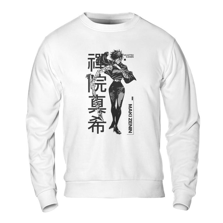 Maki Zenin Jujutsu Kaisen Anime — Gildan Sweatshirt · gildan 18000 · white · front