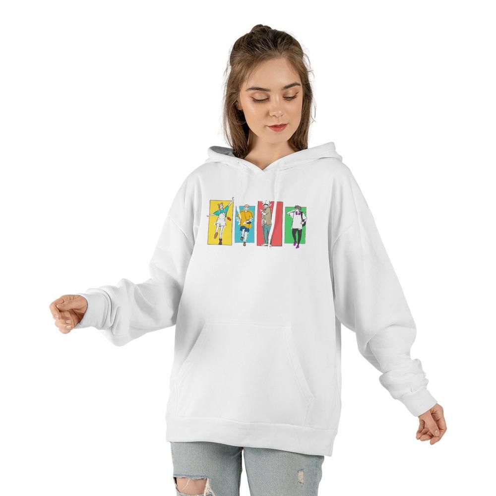 Artwork reference on a sample garment; selected model, color and print placement may differ · Jujutsu Kaisen Friends — Gildan Hoodie