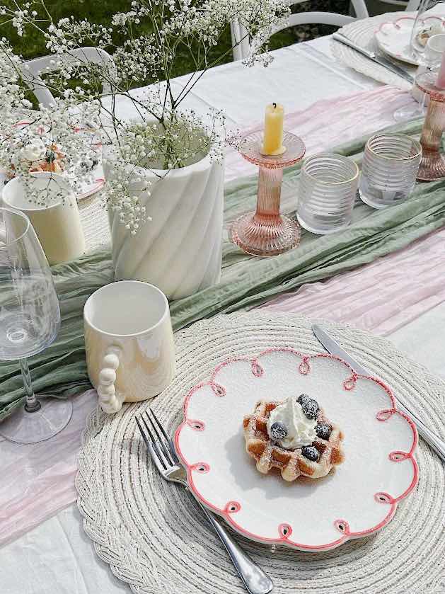 Cloud ceramic dinner plates in kitchen table setting