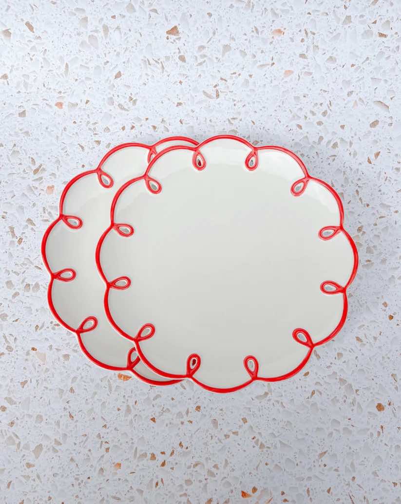 Set of 2 Cloud Ceramic Dinner Plates - Cute Whimsical Eclectic dinnerware set