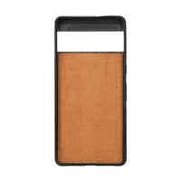 Brown leather wallet with detachable case features visible four card slots including a transparent ID slot.