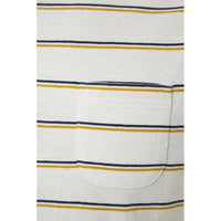 Close-up of the Edgar Striped Tee crew neck and shoulder seam detail.