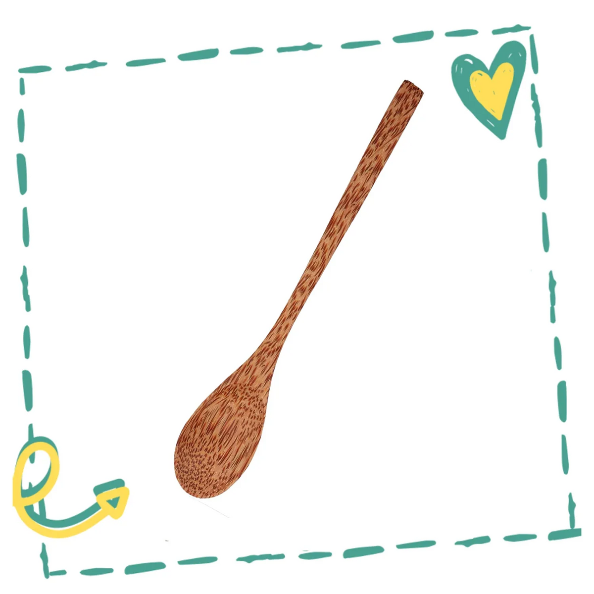 Close-up of a handcrafted wooden coconut spoon showing smooth texture and natural wood grain.