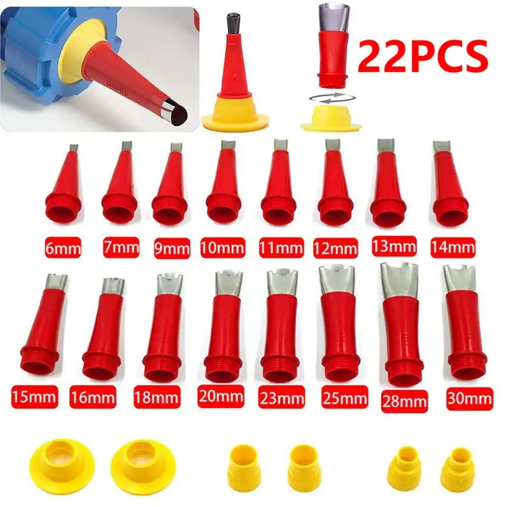 22 piece caulk nozzle applicator and silicone finishing tool set for kitchen and bathroom joints