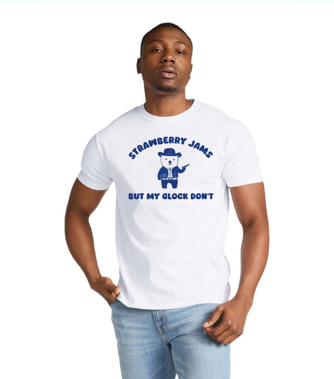 Artwork reference on a sample garment; selected model, color and print placement may differ · Strawberry Jams Cowboy Bear | Tee, Sweatshirt & Hoodie