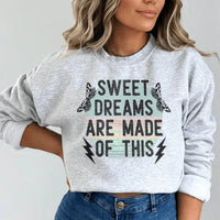 Sport grey Sweet Dreams sweatshirt featuring a peachy orange and white graphic, small size.