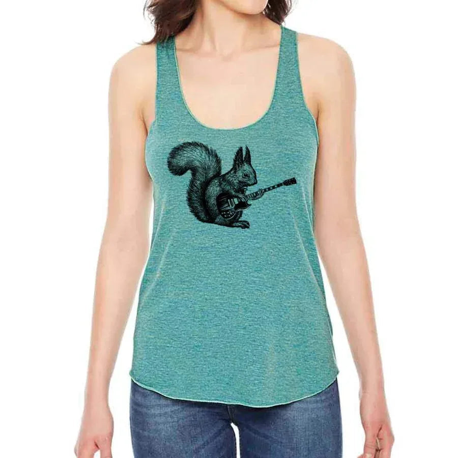 Squirrel Playing Guitar Racerback - Snagva