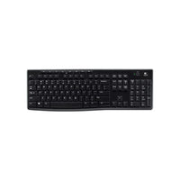 Front view of LOGITECH K270 wireless keyboard with black keys on a white background.