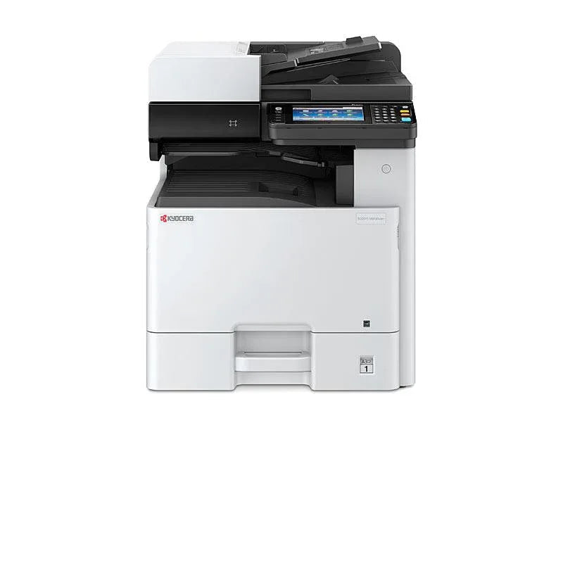 KYOCERA M8130CIDN color multifunction printer with touchscreen control panel and paper tray
