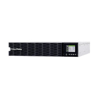 CYBERPOWER 6000VA/W Rack Tower UPS unit, shown in a professional tech setup background.